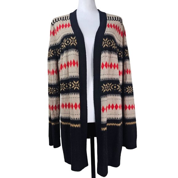 Talbots Open Front Cardigan Sz 2X Nordic Pattern Wool/Mohair Blend Relaxed Boho - Picture 1 of 11